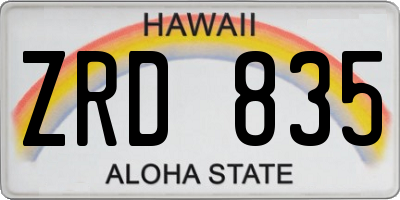 HI license plate ZRD835