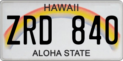 HI license plate ZRD840