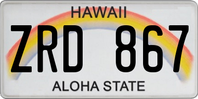 HI license plate ZRD867