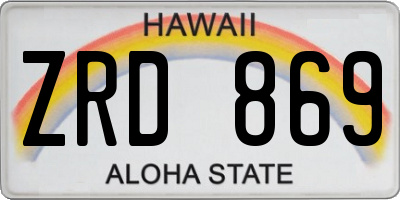 HI license plate ZRD869