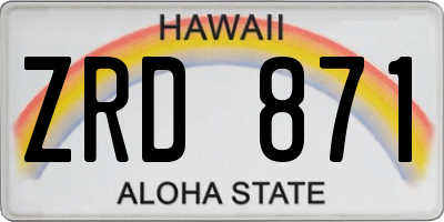 HI license plate ZRD871