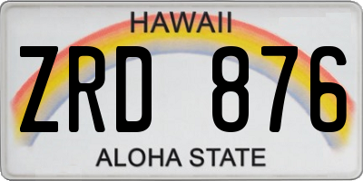 HI license plate ZRD876