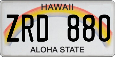 HI license plate ZRD880