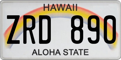 HI license plate ZRD890