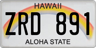HI license plate ZRD891