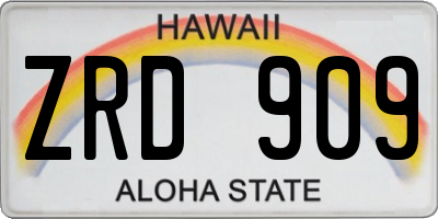 HI license plate ZRD909
