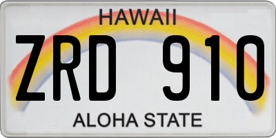 HI license plate ZRD910