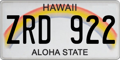 HI license plate ZRD922