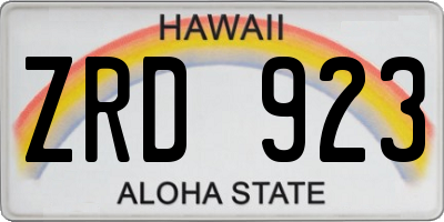 HI license plate ZRD923