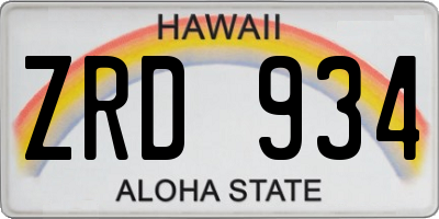 HI license plate ZRD934