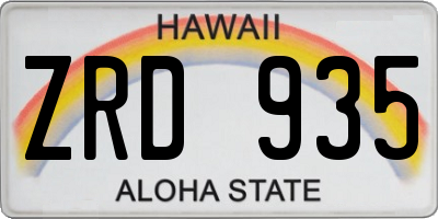 HI license plate ZRD935