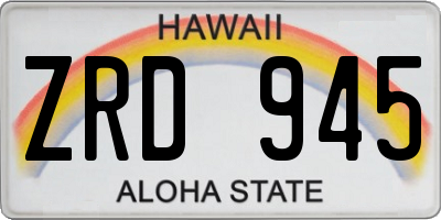 HI license plate ZRD945