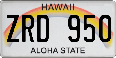 HI license plate ZRD950