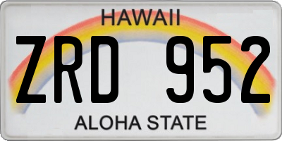 HI license plate ZRD952