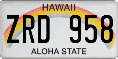 HI license plate ZRD958
