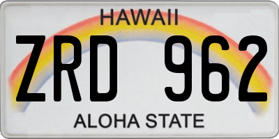 HI license plate ZRD962