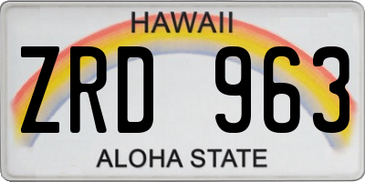 HI license plate ZRD963
