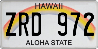 HI license plate ZRD972