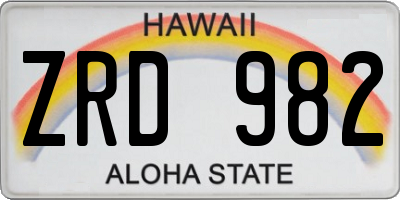 HI license plate ZRD982