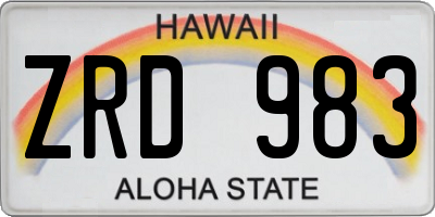 HI license plate ZRD983
