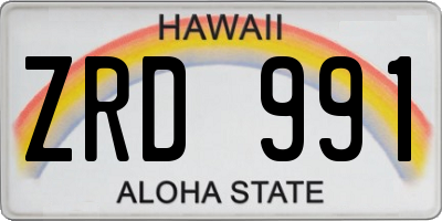 HI license plate ZRD991
