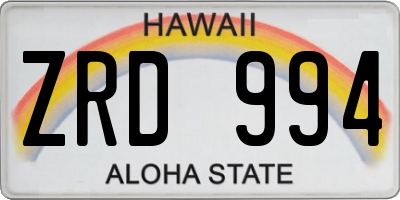 HI license plate ZRD994
