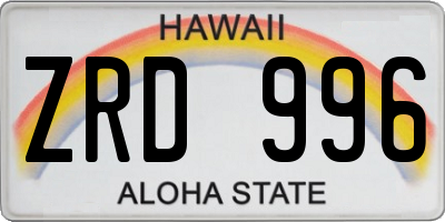 HI license plate ZRD996