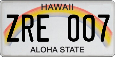 HI license plate ZRE007