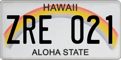 HI license plate ZRE021