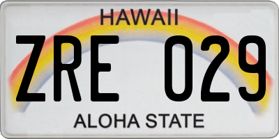 HI license plate ZRE029