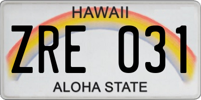 HI license plate ZRE031