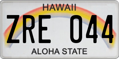 HI license plate ZRE044