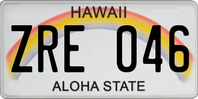 HI license plate ZRE046