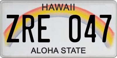 HI license plate ZRE047