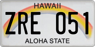 HI license plate ZRE051