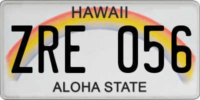 HI license plate ZRE056