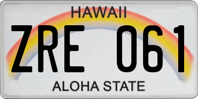 HI license plate ZRE061