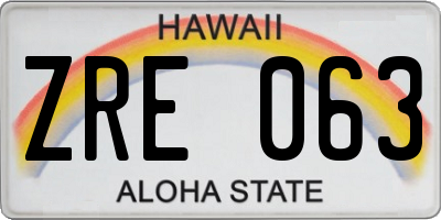 HI license plate ZRE063