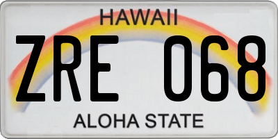 HI license plate ZRE068