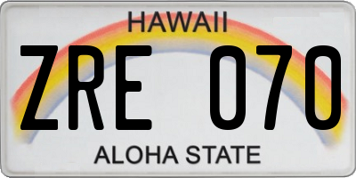 HI license plate ZRE070