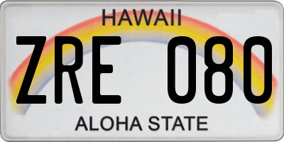 HI license plate ZRE080