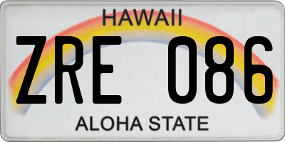 HI license plate ZRE086