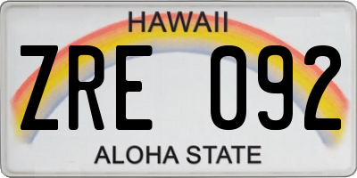 HI license plate ZRE092