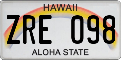HI license plate ZRE098