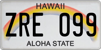 HI license plate ZRE099