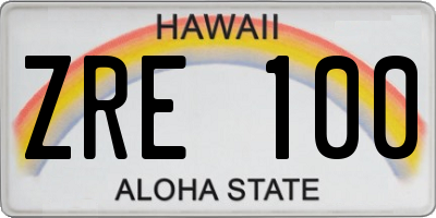 HI license plate ZRE100