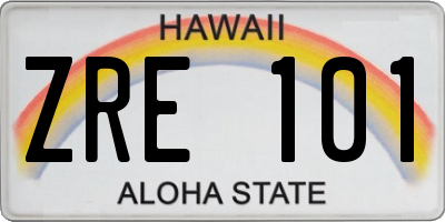 HI license plate ZRE101