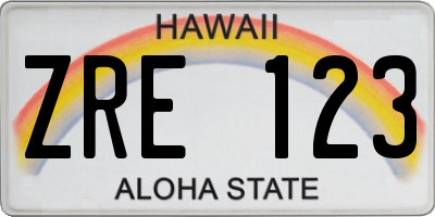 HI license plate ZRE123