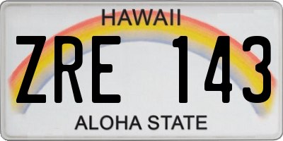 HI license plate ZRE143