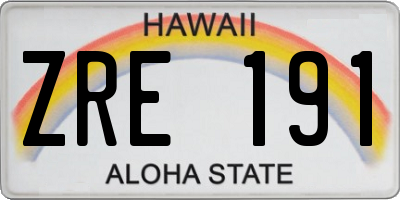HI license plate ZRE191
